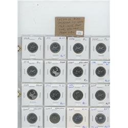 LOT OF 16 DIFFERENT CANADIAN COLLECTOR 25 CENTS 1968 – 2015: 1968, 1971, 1974, 1975, 1976, 1981, 198