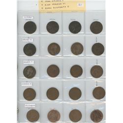 LOT OF 20 DIFFERENT BRITISH PENNIES: 4 QUEEN VICTORIA, 4 KING EDWARD VII, 4 KING GEORGE V, 4 KING GE