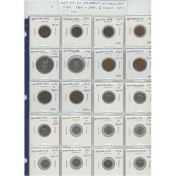 LOT OF 20 DIFFERENT NETHERLANDS COINS: 1900 – 1990. 6 COINS ARE UNC.