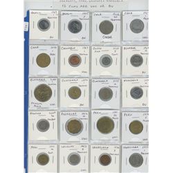 LOT OF 20 DIFFERENT LATIN AMERICAN COINS FROM BRAZIL, CHILE, COLOMBIA, COSTA RICA, ECUADOR, GUATEMAL