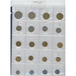 LOT OF 20 DIFFERENT MEXICAN COINS 1936 – 1993. SEVERAL COINS ARE UNC.