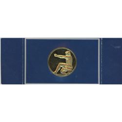 HUGE HERAKLES (HERCULES) MEDAL. GOLD ELECTROPLATE ON BRONZE. FRANKLIN MINT. PROOF.