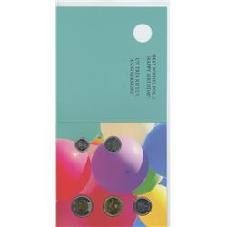 2013 5-PIECE HAPPY BIRTHDAY SET THAT INCLUDES SLICE OF BIRTHDAY CAKE 25 CENTS.