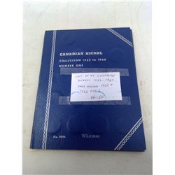 LOT OF 44 CANADIAN NICKELS 1922 – 1960. ONLY MISSING THE KEY DATES 1925 & 1926 FAR 6. HOUSED IN A BL