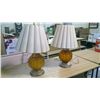 Image 1 : 2  VINTAGE AMBER YELLOW RETRO LAMPS BOTTOM ALSO LIGHTS UP