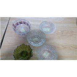 5 VINTAGE FANCY GLASS BOWLS (RED ON LEAD CRYSTAL ) MADE IN WEST GERMANY VINTAGE MILK GLASS COFFE OT 