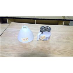 MILK GLASS LAMP SHADE & COFFEE POT
