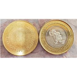 FLIN FLON $3 COIN, 1967 CONFEDERATION MEDAL