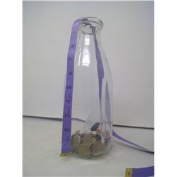 MILK JUG W/VARIOUS COINS