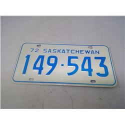 1 SASK LICENSE PLATE (1972)