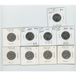 4 2007 OLYMPIC CANADIAN QUARTERS AND 5 US QUARTERS (1975-76)