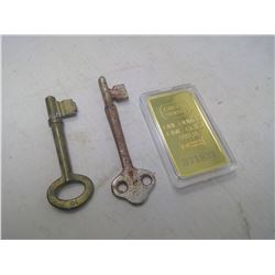 SKELETON KEYS AND CREDIT SUISSE GOLD PLATED INGOT