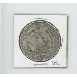 FAKE 1891 US MORGAN DOLLAR 23 GRAMS. REPRODUCTION.