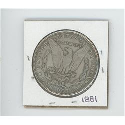 FAKE 1881 US MORGAN DOLLAR 23 GRAMS. REPRODUCTION.