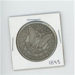 FAKE 1893 US MORGAN DOLLAR 23 GRAMS. REPRODUCTION.
