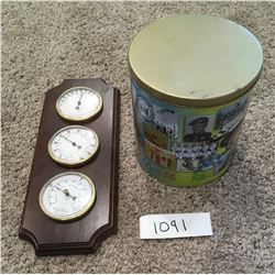 BAROMETER AND METAL TIN