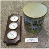 Image 1 : BAROMETER AND METAL TIN