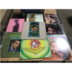 CLOTH STORAGE BIN FILLED WITH RECORDS