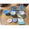 Image 1 : 2 TEACUPS + 1 PLATE + SOAP DISH + BLUE CANDLE HOLDER+ ETC (VINTAGE LOT)