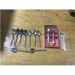 VINTAGE SPOONS (SOME ARE STERLING SILVER) + BABY SET