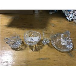 LID + CUP + CREAMER + TINY CANDY BOWL (CRYSTAL)