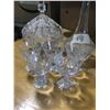 Image 2 : (5) PUNCH GLASSES + LARGE CANDY DISH + DECANTER (CRYSTAL)