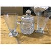 Image 2 : (2) DESSERT CUPS + GLASS JAR W/ LID + ETC (CRYSTAL)