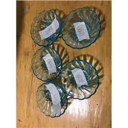 (5) BLUE BOWLS (VINTAGE COLOURED GLASS)