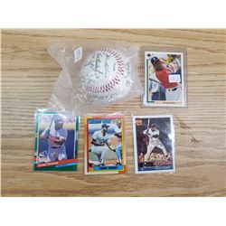 3 FRANK THOMAS 90-91 + MICHAEL JORDAN 91 CARDS + REPRO SIGNED BASEBALL