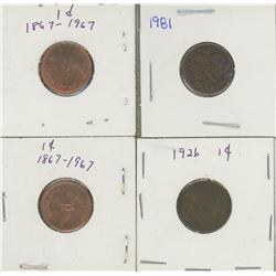 4 CANADIAN PENNIES (2 1967 CENTENNIAL, 1981, 1926)