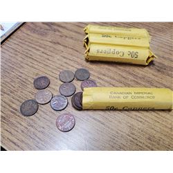 4 ROLLS OF PENNIES US + CANADA ASST YEARS (ALL MAY NOT BE COPPER)