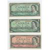 Image 1 : 3 BANK OF CANADA DOLLAR BILLS (1954, 1967 ONE DOLLAR + 1954 TWO DOLLAR)