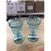 Image 1 : ORNATE BLUE WINE GOBLETS DECORATED WITH FLOWERS (2)