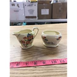 SMALL FLOWERED WEDGEWOOD SUGAR & CREAM SET (MADE IN ENGLAND)