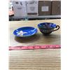 Image 1 : PRINCESS CHINA BLUE WITH PINK ORCHID TEACUP AND SAUCER, HAND PAINTED IN OCCUPIED JAPAN