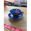 Image 3 : PRINCESS CHINA BLUE WITH PINK ORCHID TEACUP AND SAUCER, HAND PAINTED IN OCCUPIED JAPAN