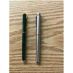 1- SILVER FOUNTAIN PEN & 1- GREEN FOUNTAIN PEN