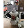 Image 2 : "POINSETTIA"  PATTERN , ROYAL ALBERT BONE CHINA, CHINA ENGLAND: 1- TEAPOT, 1 SET OF CREAM AND SUGAR,