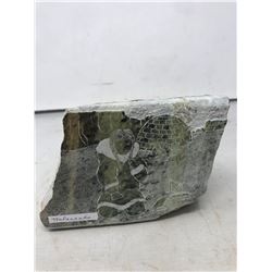 STONE ART OF INUIT FISHER IN FRONT OF IGLOO (ABOUT 4"X6")