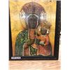 Image 1 : LARGE PRINT OF DARK SKINNED VIRGIN MARY AND BABY JESUS FROM UKRAINE (UKRAINE WRITING ON BACK) WOODEN