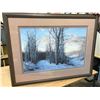 Image 1 : LARGE PRINT OF TREES IN WINTER BY AL SANJENKO, 127/390, FRAME WITH MATTING 34 1/2" X 26 1/2"