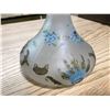 Image 2 : OPAQUE, LARGE  BASE VASE WITH BLUE FLOWERS AND GOLD DESIGN