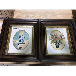 MATCHING WOODEN AND GOLD PICTURE FRAMES (2); 13" X 15" OUTSIDE, 7 & 7/8" X 9 3/4" INSIDE (1. LITTLE 