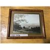 Image 1 : BROWN WOODEN FRAME 12 & 7/8" X 10 & 5/8"; (FARM BUILDINGS) MATTING.