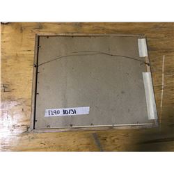 SILVER PICTURE FRAME 10 3/4" X 12 3/4", NO GLASS, MATTING BISON STUDIO, WINNIPEG, (MISSING PHOTO WAS