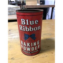 BLUE RIBBON BAKING POWDER DOUBLE ACTION RED CAN, 3 LBS, NO TOP, RUSTY INSIDE, BLUE RIBBON LTD, WINNI