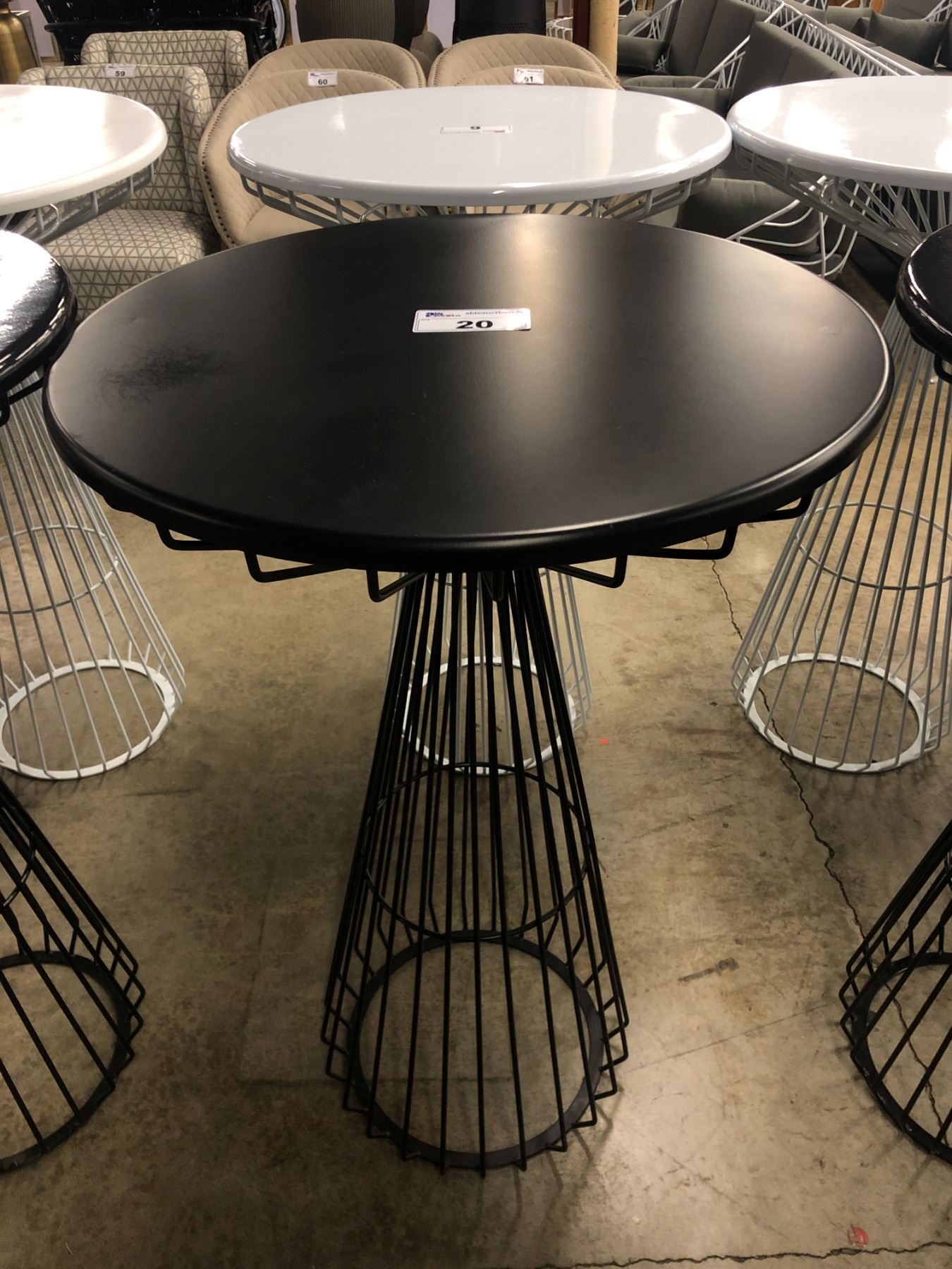 BLACK WIRE FRAME BAR HEIGHT ROUND TABLE