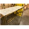 Image 2 : 6' GOLD FRAME BAR HEIGHT TABLE/BENCH WITH INTERCHANGABLE BLACK AND WHITE MARBLE TOP