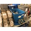 Image 1 : PARTIAL TABLE LOT OF ASSORTED DECOR INC. GOLD GEOMETRIC DECOR, GLASS VASES, AND MORE