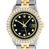 Image 1 : Rolex Mens 2 Tone Black String VS 3 ctw Channel Set Diamond Datejust Wristwatch